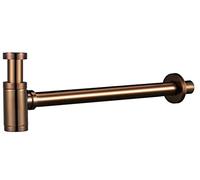 IMEX - Sifón Lavabo y Bidé Universal Redondo Oro Rosa Brillo | Sifón de Diseño con Apertura de Limpieza e Instrucciones de Instalación | Resistente a Humedad y Corrosión