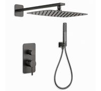 IMEX Toscana Conjunto Ducha Empotrada Monomando 2 Vías con Rociador | Efecto lluvia 25×40 cm, latón y acero inoxidable S304 con sistema antical y set de ducha completo para baño moderno.