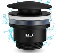 IMEX - Válvula Click Clack Lavabo Universal Negro Mate PVC | Tapón Pop Up para Lavabo y Bidé con Orificio de Desagüe | Fácil Instalación y Resistente a Humedad y Corrosión