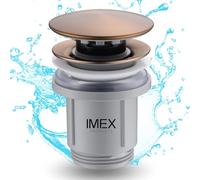 IMEX - Válvula Click Clack Universal Para Lavabo | Tapón Clic Clac | Desagüe PVC | Color Oro Rosa Cepillado