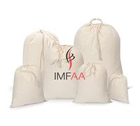 IMFAA Bolsas de compras lisas de algodón con cordón, saco, medias, almacenamiento, lavandería, muselina (5, tamaño grande (40 x 50 cm)