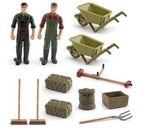 imFreienawn Juguetes de la Granja 12pcs/Set SIMULACIÓN BRITAINS Toys Farm Farmer People Figurines Accesorios de escenas en Miniatura Herramienta de Juego Educativo para niños