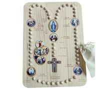 imFreienawn Junta de Rosario de Madera, Junta Cognitiva de Oración Educativa, con 22 Tarjetas de misterios y 54 Rosary y 1 para Que los niños mejoren la concentración Mientras aprenden Wooden