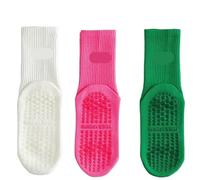 IMGASDCSD Calcetines Antideslizantes, para Pilates, Barra, 3 Pairs Women's Cotton Solid Mid Calf Yoga Socks Sports Fitness Sizes 36-42 Multicolor(Style4)