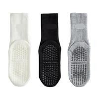 IMGASDCSD Calcetines Antideslizantes, para Pilates, Barra, 3 Pairs Women's Cotton Solid Mid Calf Yoga Socks Sports Fitness Sizes 36-42 Multicolor(Style6)