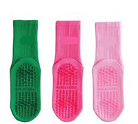 IMGASDCSD Calcetines Antideslizantes, para Pilates, Barra, 3 Pairs Women's Cotton Solid Mid Calf Yoga Socks Sports Fitness Sizes 36-42 Multicolor(Style2)