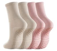 IMGASDCSD Calcetines Antideslizantes, para Pilates, Barra, Non-Slip Yoga Socks For Women Pack of 2 Multicolor(2pairs-Mix Colours 4)
