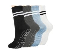 IMGASDCSD Calcetines Antideslizantes, para Pilates, Barra, Yoga Socks For Women 4 Pairs Multicolor Mid-Tube Striped Size 35-40(Color-02)
