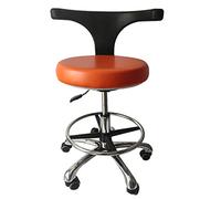 IMGASDCSD Taburete rodante, Taburete de SPA Ajustable, tabur Dental Rolling Stool with Backrest Adjustable Height 48-65 cm 360 Degree Swivel PU Leather Multicolor(Orange)