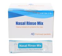 IMIKEYA 1 Caja de 40 Sobres de Sal para Enjuague Nasal sin Solución Salina Fisiológica en Polvo de Rápida Disolución para Limpieza y Cuidado Nasal Diario