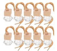 IMIKEYA 10 Piezas Conjunto de 10 Frascos de Perfume para Coche de 10ml Tapa Cuadrada Transparente, Botellas Difusoras de Vidrio Cuerda de Cáñamo para Armarios y Oficina