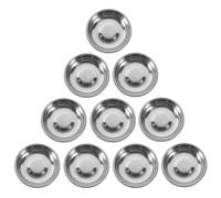 IMIKEYA 10 Platos Redondos para Salsa de Soja de Acero Inoxidable, Gruesos, Fáciles de Limpiar Rayar las Manos, Ideales para Servir Condimentos Cocina