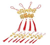 IMIKEYA 12 Piezas Colgantes Caballo del con Caracteres Chinos y Borlas para Decoración Bonsái Festival de Primavera y Hogar