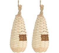 IMIKEYA 2 Nidos Colgantes de Bambú para Loros y Pájaros, Diseño Fácil de Instalar, Material Trenzado Natural, Adecuado para Jardín y Patio Trasero
