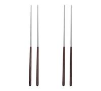 IMIKEYA 2 pares de palillos de cocina metálicos: resistentes al calor y a las quemaduras, con mango de madera - Palillos de 40 cm de largo para ollas calientes y frituras profesionales.