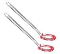 IMIKEYA 2 Piezas Batidor de Huevos Manual de Acero Inoxidable con Cabeza de Silicona Roja Diseño de Resorte para Mezcla Herramienta Pequeña y Ergonómica para Mezclar y Batir sin Rayar