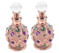 IMIKEYA 2 Piezas Botellas de Perfume Recargables de Vidrio con Cristales Decorativos para Viaje y Almacenamiento de Aceites Esenciales Rosa Elegante y Práctico