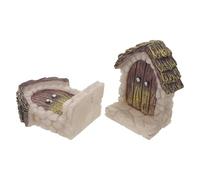 IMIKEYA 2 Piezas Miniatura Puertas de Hadas para Jardín Decoración Miniatura para Micro Paisaje Puerta de Madera con Techo de Paja para Casa de Muñecas y Bosque Encantado para Manualidades