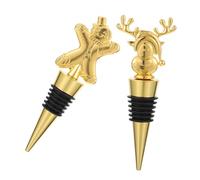 IMIKEYA 2 Piezas Tapón de Vino Reutilizable de Diseño Navideño y Hombre de Jengibre Sellador Hermético Decorativo para Fiestas y Preservación de Bebidas