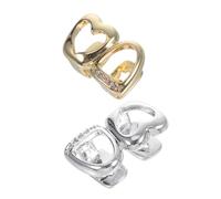 IMIKEYA 2 Postizas para Hombres Joyería Brillantes Coronas Doradas Dijes De Hip Hop para Dientes Postizas con Clip para