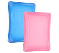 IMIKEYA 2 soportes inflables flotantes para bebidas, accesorio para piscina, bandeja enfriadora de barra de hielo de PVC, azul y rojo rosa para servir bebidas al aire libre