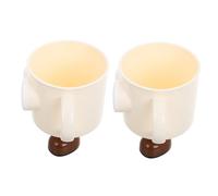 IMIKEYA 2 Vasos para Enjuague Bucal Infantil con Asa Diseño de Dibujos Animados con Ojos Grandes Vaso de Plástico Irrompible Reutilizable para Cepillos de Dientes Gran Capacidad para