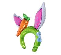 IMIKEYA 20 Piezas Tocado de globo de conejo diademas con orejas de conejo conejito fiesta diadema de globo inflable venda diadema de pascua inflada aro película de aluminio Verde