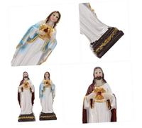 IMIKEYA 2piezas Decoración Estatuas Religiosas Católicas Figura Virgen María Padre Jesús Adorno Altar Centro Mesa Decoración Hogar Donación Espiritual