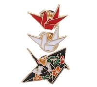 IMIKEYA 3 piezas Broche de Aleación Creativa con Diseño de Grulla Rojo Negro Broche Divertido y Original para Ropa Accesorio Unisex para Fiestas y Diario