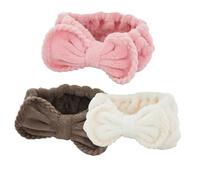 IMIKEYA 3 piezas Diademas de Coral para Mujer Suaves y Absorbentes Banda para Pelo Ancha y Cómoda para Yoga Maquillaje y Cuidado Facial Colores Rosa Café y Beige