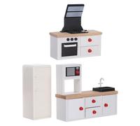 IMIKEYA 3 Piezas Miniatura Muebles de Cocina para Casa de Muñecas Refrigerador Gabinete y Estufa Accesorios para Roles Diseño Elegante y Seguro