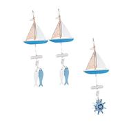 IMIKEYA 3piezas Adorno Colgante De Estilo Oceánico Decoración De Pared Marinera Para Hogar Incluye Peces Navegantes y Timón Para Bodas y Espacios Costeros