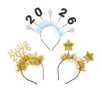 IMIKEYA 3piezas Diadema de Año Cabello Adornos de Fiesta Brillantes Estrellas y Espumillón Accesorios para Celebraciones de Fin de Año y Suministros para Vísperas Festivas