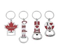 IMIKEYA 4 abridores de botellas con la bandera de Canadá: llavero de metal con forma de hoja de arce para celebraciones y eventos.