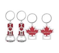 IMIKEYA 4 abridores de botellas con la bandera de Canadá: llavero de metal con forma de hoja de arce, ideal para celebraciones y eventos.