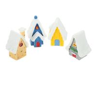 IMIKEYA 4 Piezas Casas Decorativas Navideñas de Resina Detalles Delicados y Acabado Fino para Decoración de Pueblo en Miniatura Adecuado para Navidad y Jardín
