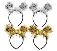 IMIKEYA 4 Piezas Diademas Brillantes de Lentejuelas con Tiras Doradas y Plateadas para Fiesta de Año Accesorios y Cómodos para Celebración Navideña y Nochevieja