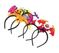 IMIKEYA 4 Piezas Fluorescentes Diademas Halloween con Calabaza Murciélago y Fantasma Accesorios Ligeros de No Tejida para Fiestas Cómodas y Ajustables para Mujeres y Niñas