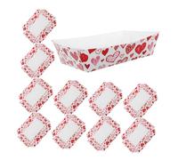 IMIKEYA 40 Piezas Bandejas para Snacks de Papel con Diseño de Corazón para Fiestas de San Valentín Resistentes y Espaciosas para Patatas Fritas Hot Dogs Tacos y Aperitivos para Bodas