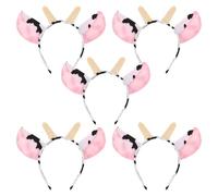 IMIKEYA 5 diademas con orejas y cuernos de vaca, diadema de peluche de animal de granja, accesorios para el cabello con orejas de vaca, para Halloween, Navidad, disfraz de animal.