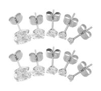 IMIKEYA 5 Pares Pendientes de Cristal con Tachuela Plana y Cierre de Pendientes de Acero Inoxidable Hipoalergénicos para Cartílago Variados Diseño Seguro y Cómodo