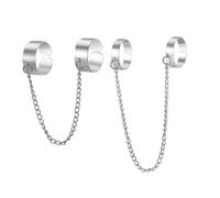 IMIKEYA Anillo de Combinación de Cadena Conjunto Juego de Anillos Punk Estilo Gótico Joyería de Moda para Mujeres de Cadena de Plata para Dedo
