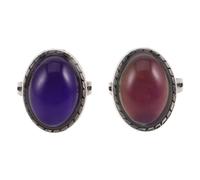 IMIKEYA Anillos Ajustables Vintage con Piedra Ovalada Que Cambia de Color para Mujer, Diseño Abierto, Estilo Retro, Ideales para Uso Diario y Eventos, 2 Piezas
