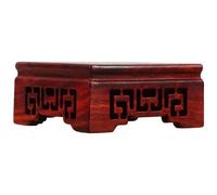 IMIKEYA Base de Madera Maciza para Jarrón Cuadrada Roja Soporte Artesanal Grabados de Nubes Elevador para Macetas y Expositor Decorativo para Hogar y Oficina