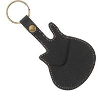 IMIKEYA Bolsa Porta Púas de Guitarra de PU Negro con Llavero, Protección Portátil para Accesorios de Guitarra Española, Soporte Compacto para Púas y Pinzas de Afinación
