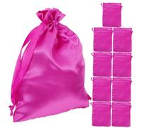 IMIKEYA Bolsas de Satén para Pelucas y Extensiones de Cabello 20 Unidades Tamaño 15X20 CM Color Rosa Fucsia con Cordón para Almacenamiento y Viaje Protección contra Polvo y