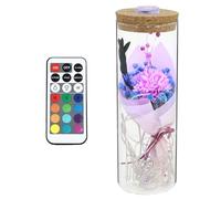 IMIKEYA Botella de Vidrio Flores Preservadas Iluminadas, Decoración Romántica para Dormitorio y Obsequio de Cumpleaños Único y Elegante