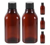 IMIKEYA Botellas de Viaje 200 Ml Cuadradas de Pet con Cuello Largo, Tapa de Rosca de Pp Negra y Tapón Interior, Envases Rellenables para Loción y Champú, Contenedores Portátiles