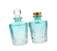 IMIKEYA Botellas Difusoras de Vidrio 50 Ml, Tarro de Aromaterapia Reutilizable, Botella de Aceite Esencial Transparente Verde, para Hogar y Purificación de Aire, Set de 2 Unidades