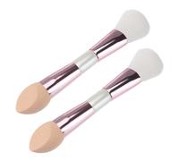 IMIKEYA Brocha de Maquillaje de Doble Punta Portátil Esponja y Cerdas de Fibra Artificial para Rubor y Polvo, 2 Piezas para Profesionales y Aficionados